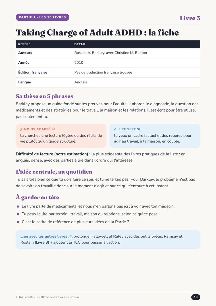 Une page « La fiche » : l’auteur, l’année, pour qui
